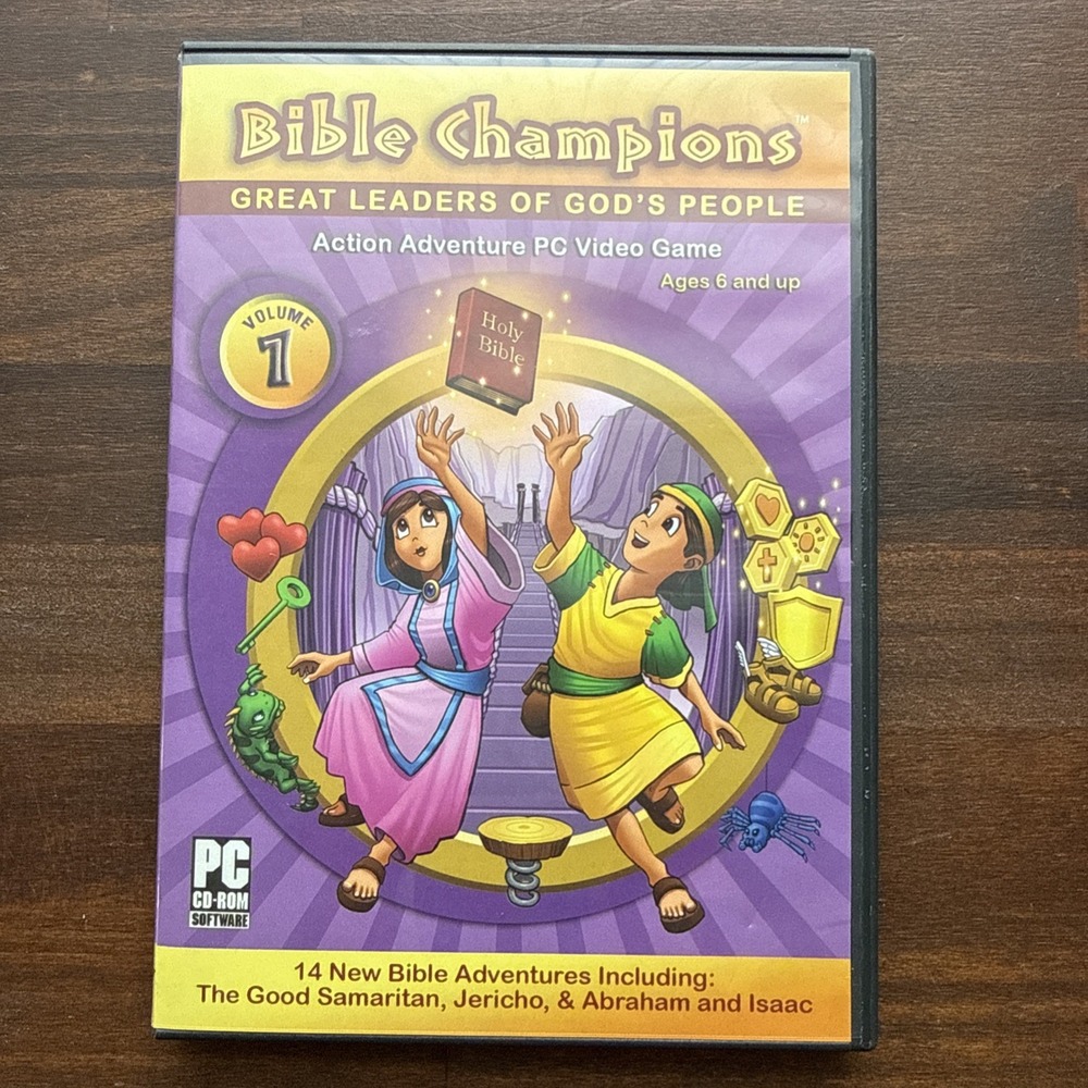 Bible Champions Action Adventure PC Video Game CD-ROM 14 BIBLE STORY GAME LEVELS